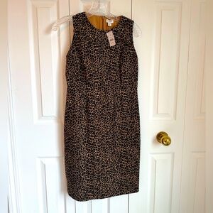 J. Crew Cheetah Sheath Dress Sleeveless Crew Neck